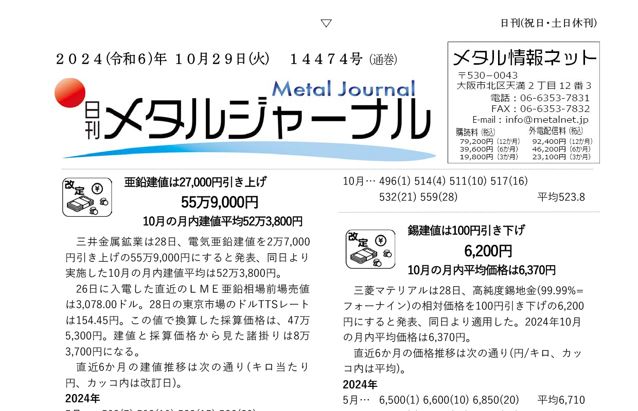 日刊メタルジャーナル10月29日号