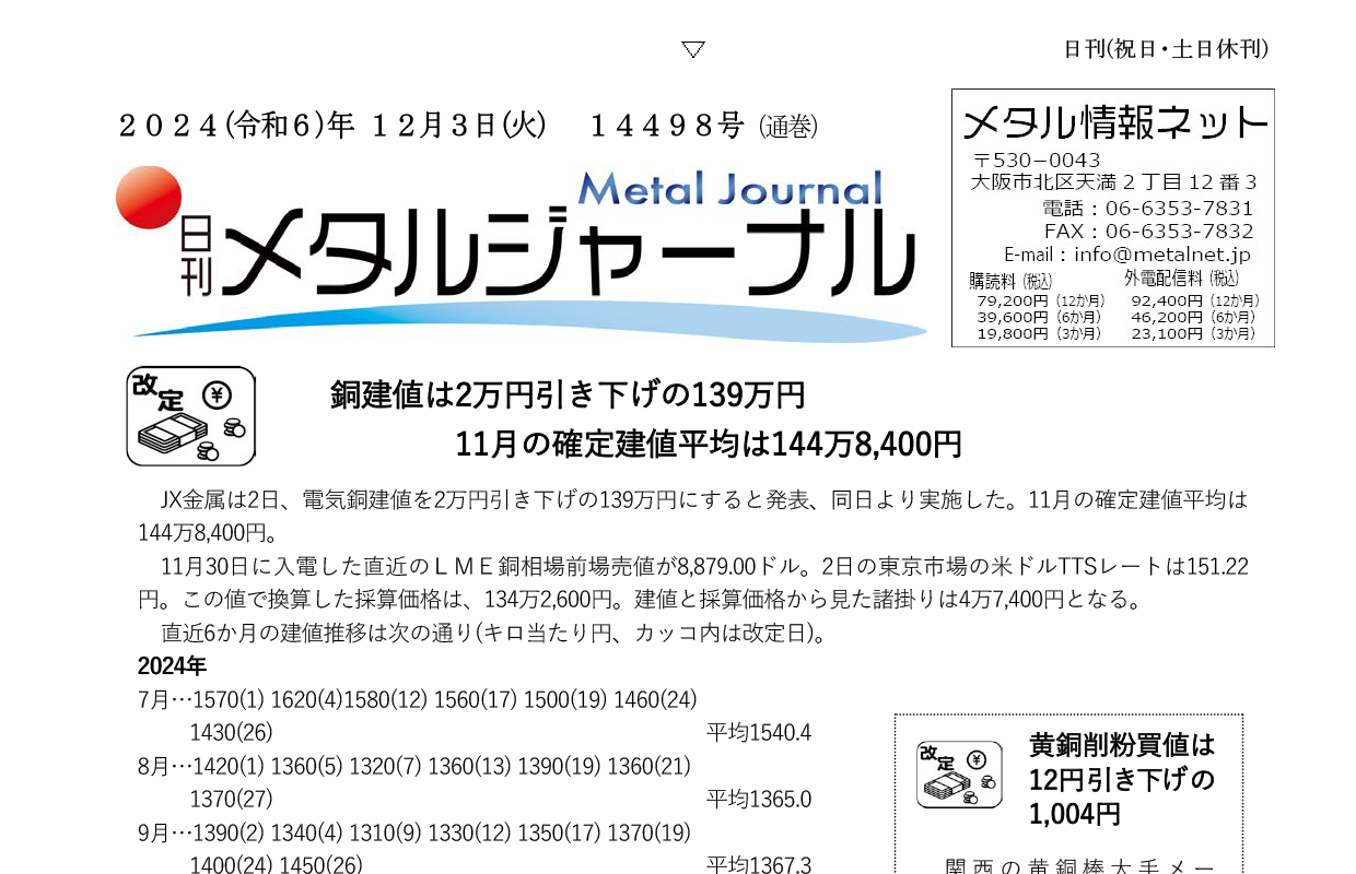 日刊メタルジャーナル12月03日号