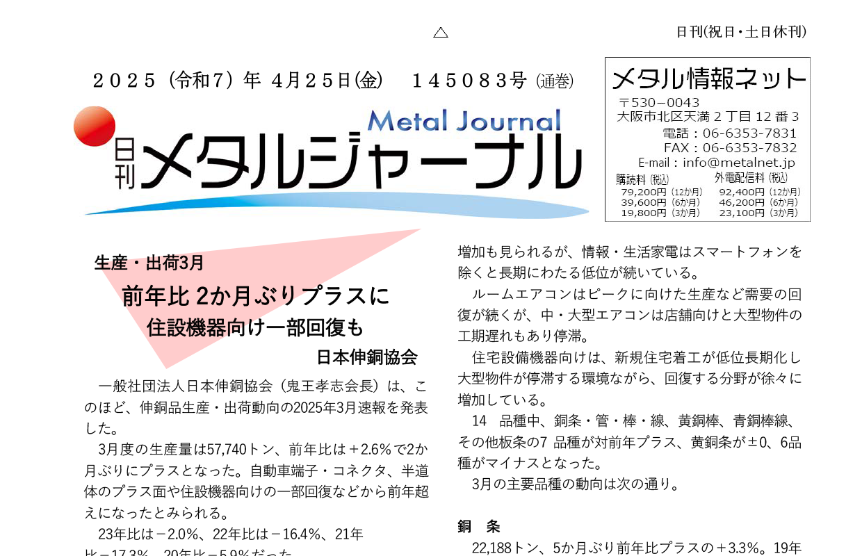 日刊メタルジャーナル4月25日号