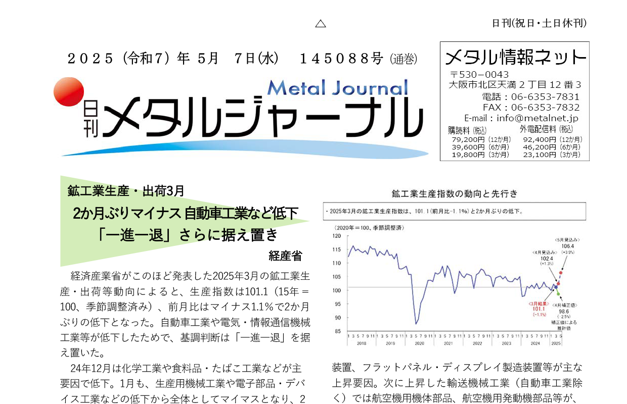 日刊メタルジャーナル5月7日号