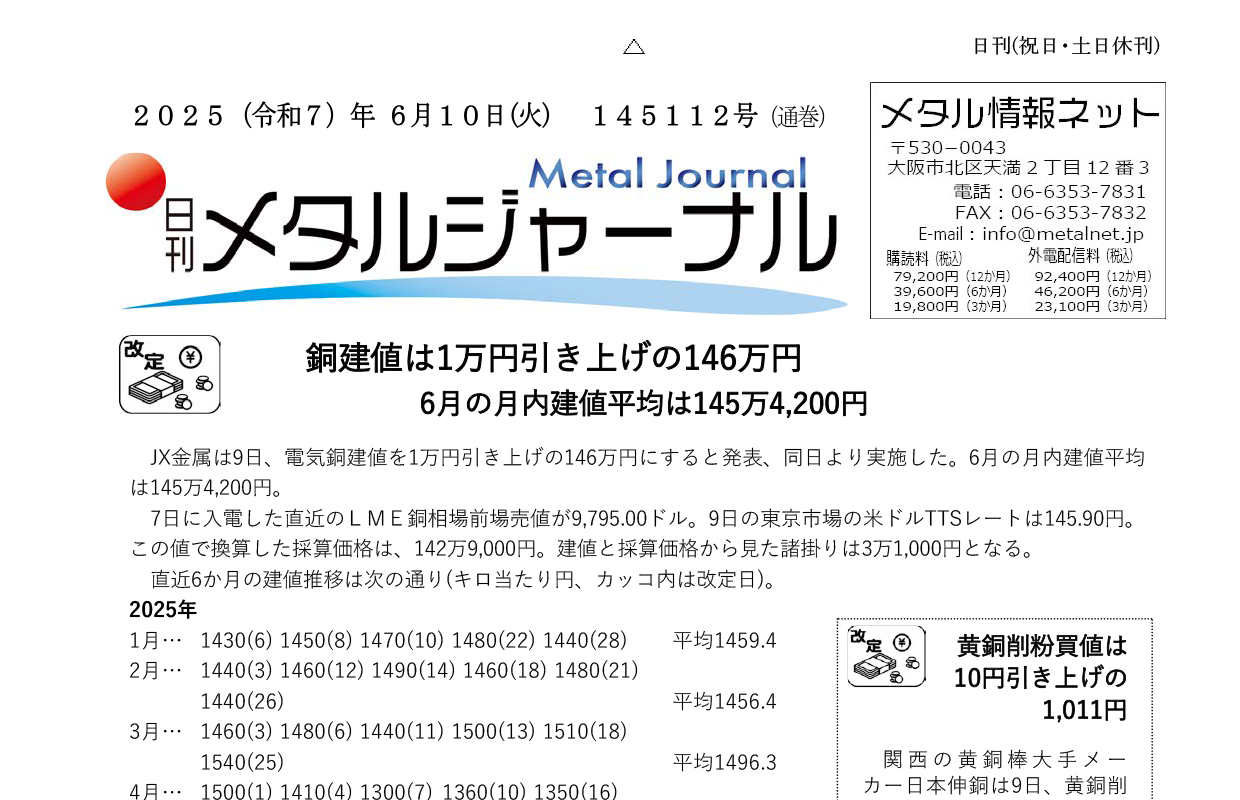 日刊メタルジャーナル6月10日号
