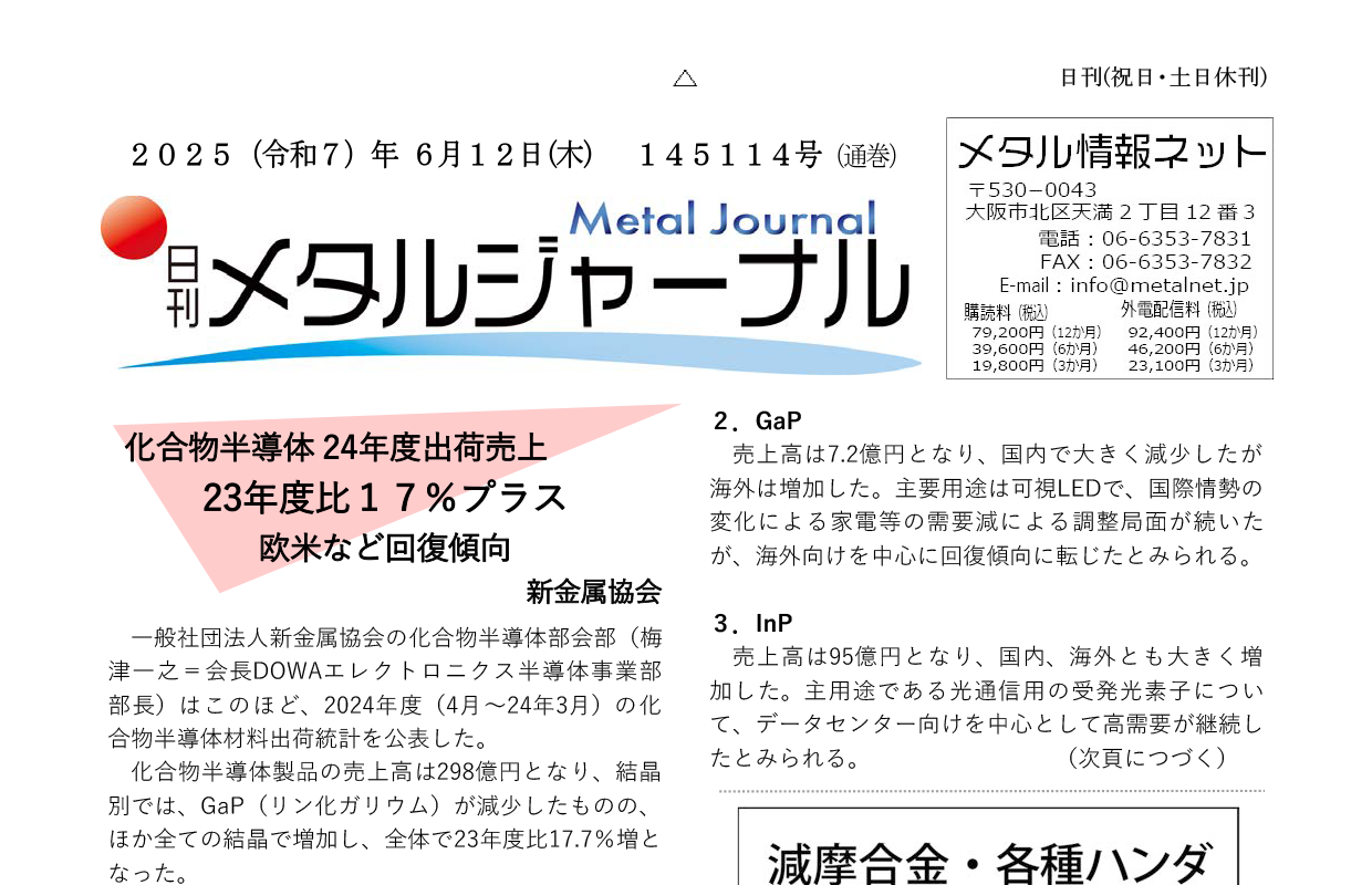 日刊メタルジャーナル6月12日号
