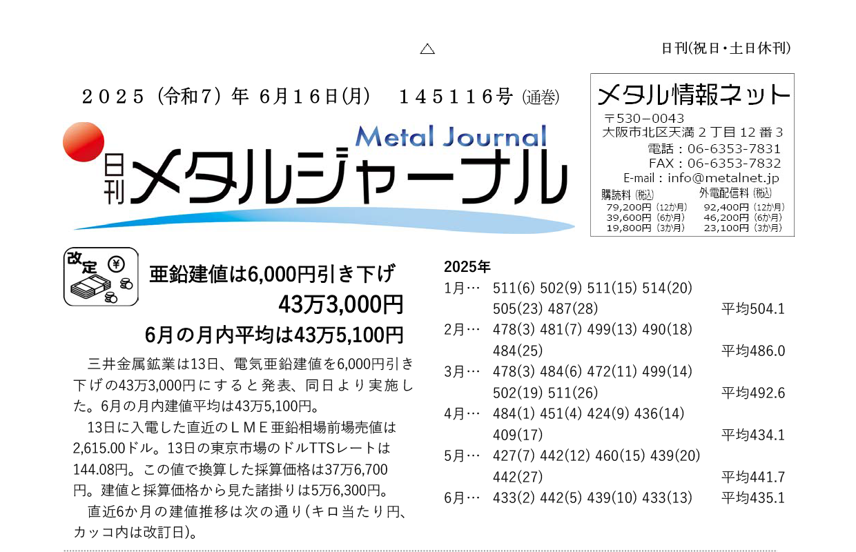 日刊メタルジャーナル6月16日号