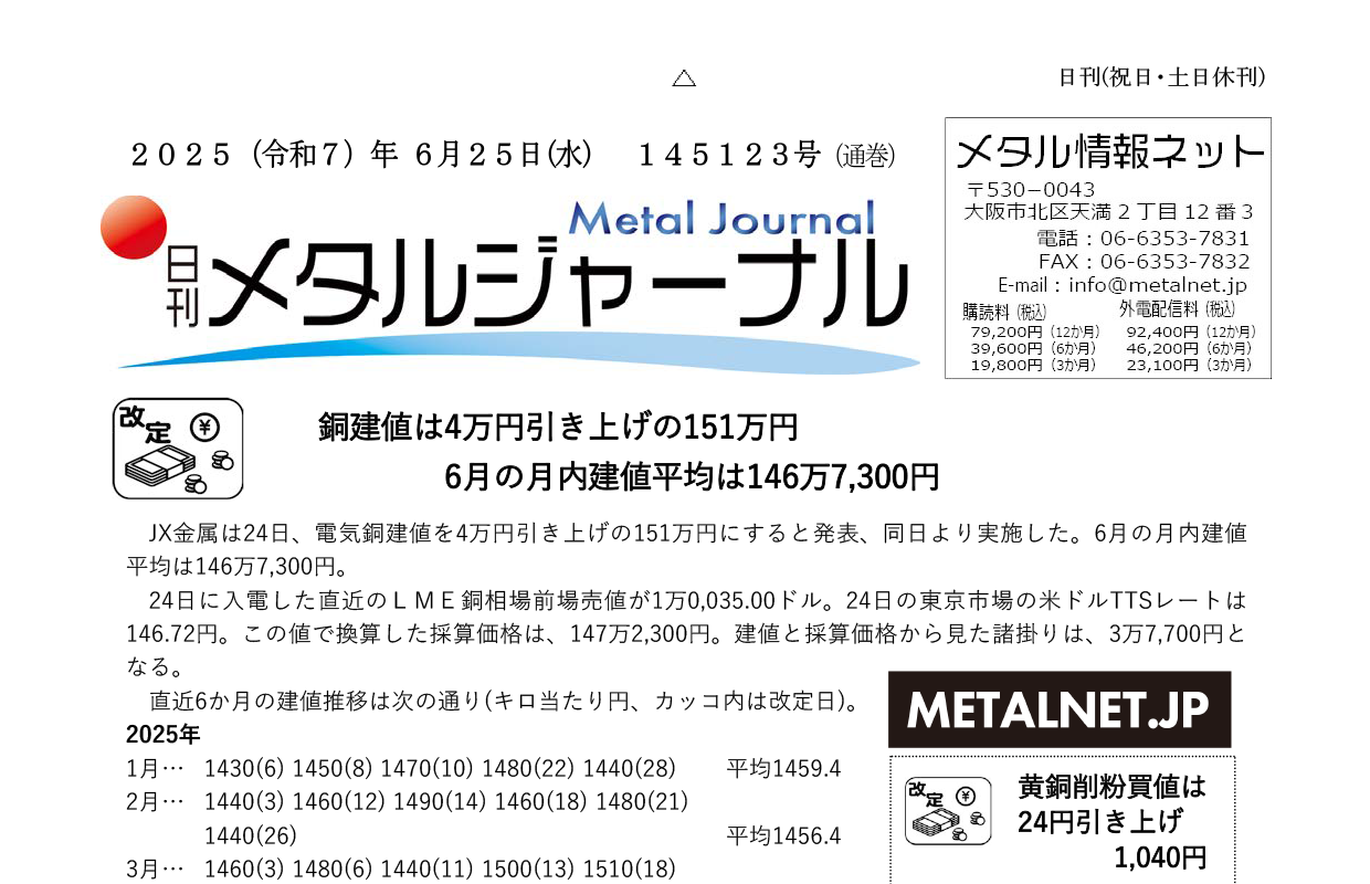 日刊メタルジャーナル6月25日号