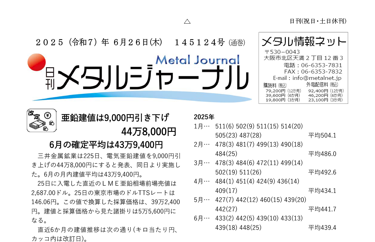 日刊メタルジャーナル6月26日号