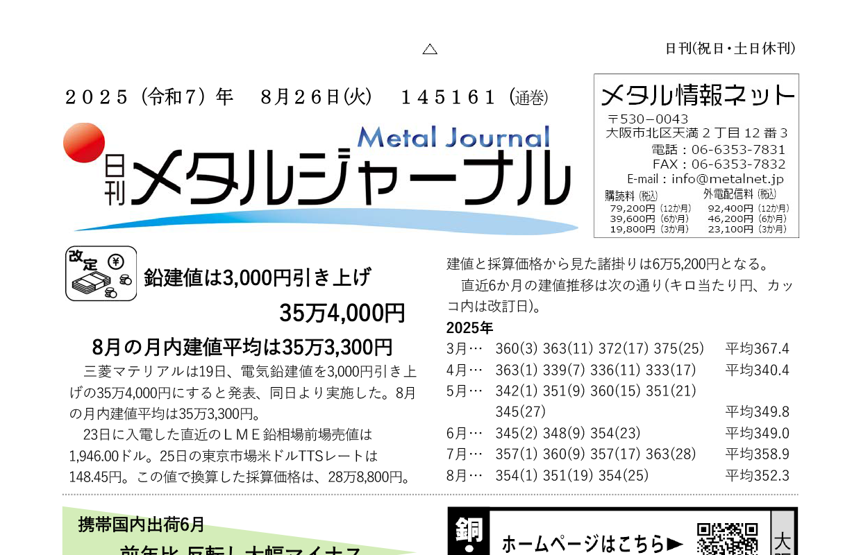 日刊メタルジャーナル8月26日号