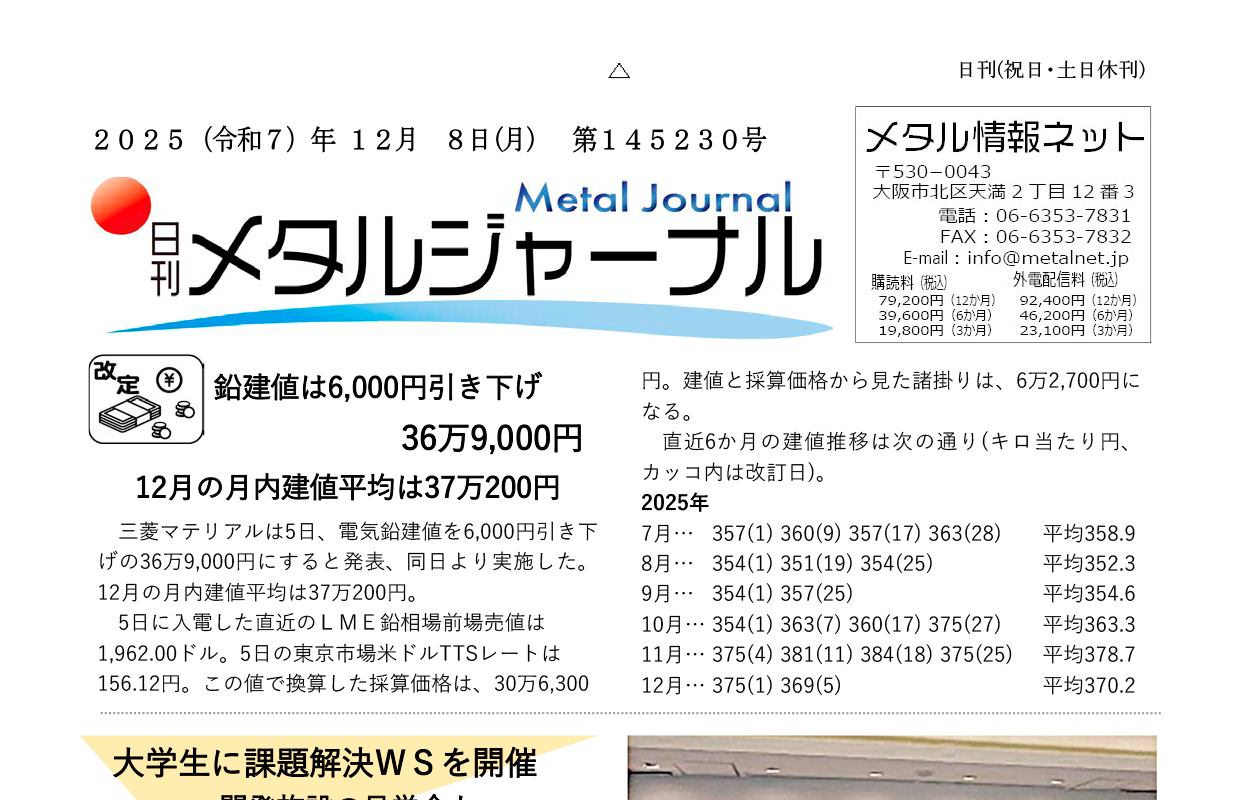 日刊メタルジャーナル2025年12月08日号