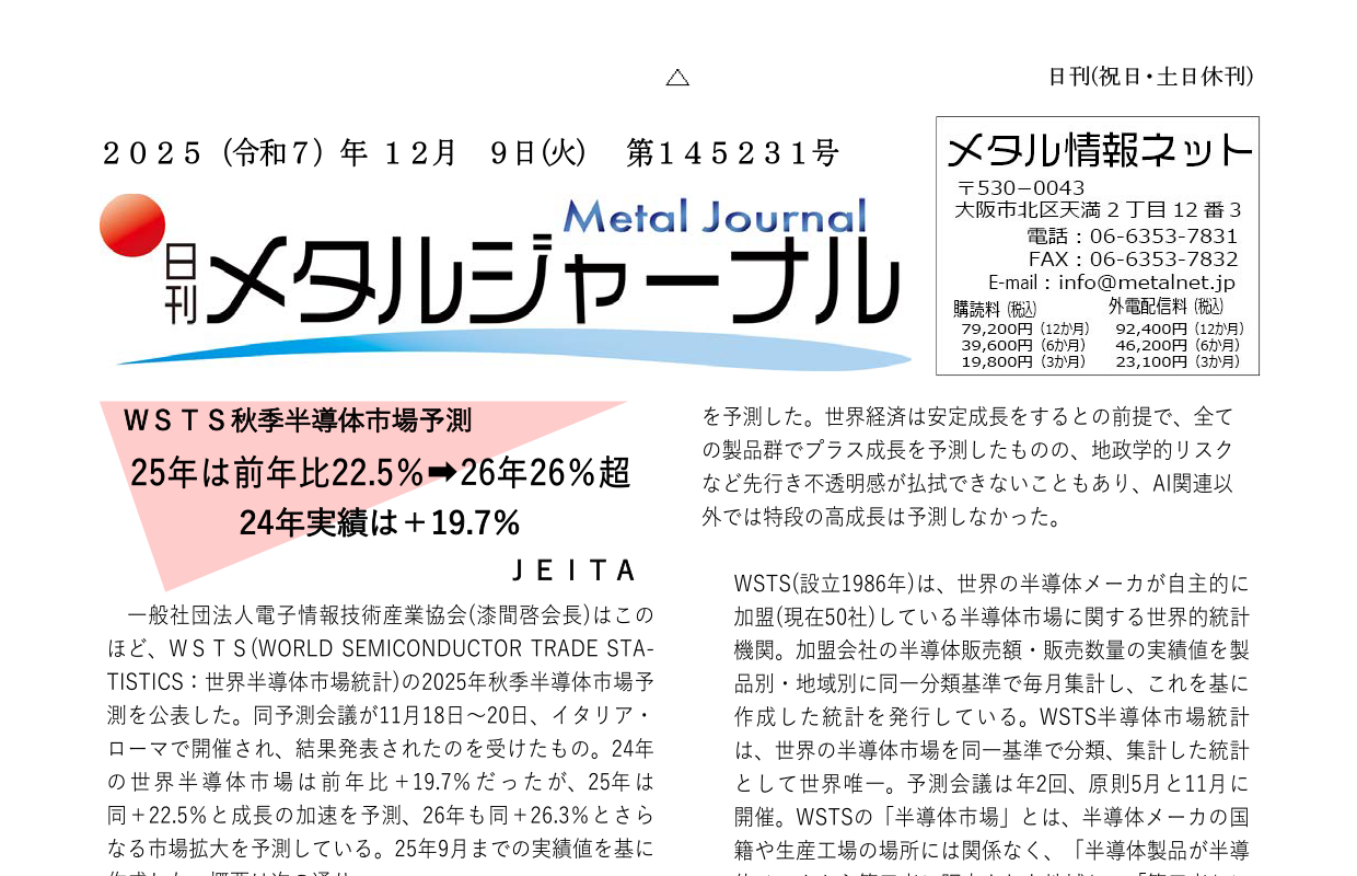 日刊メタルジャーナル2025年12月09日号